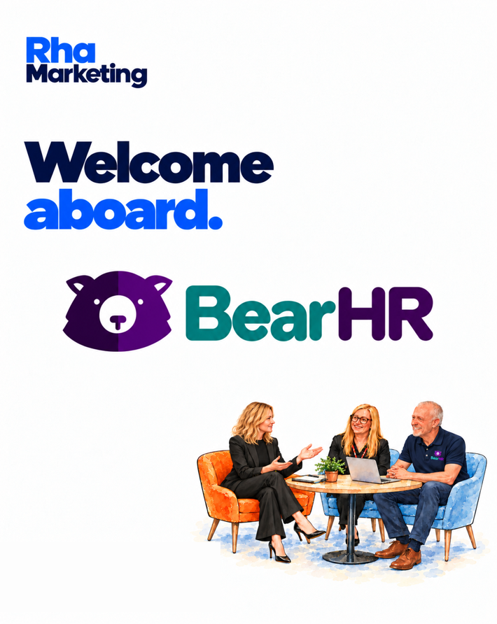 Welcome aboard Bear HR, illustration of Rha Marketing meeting the Bear HR team