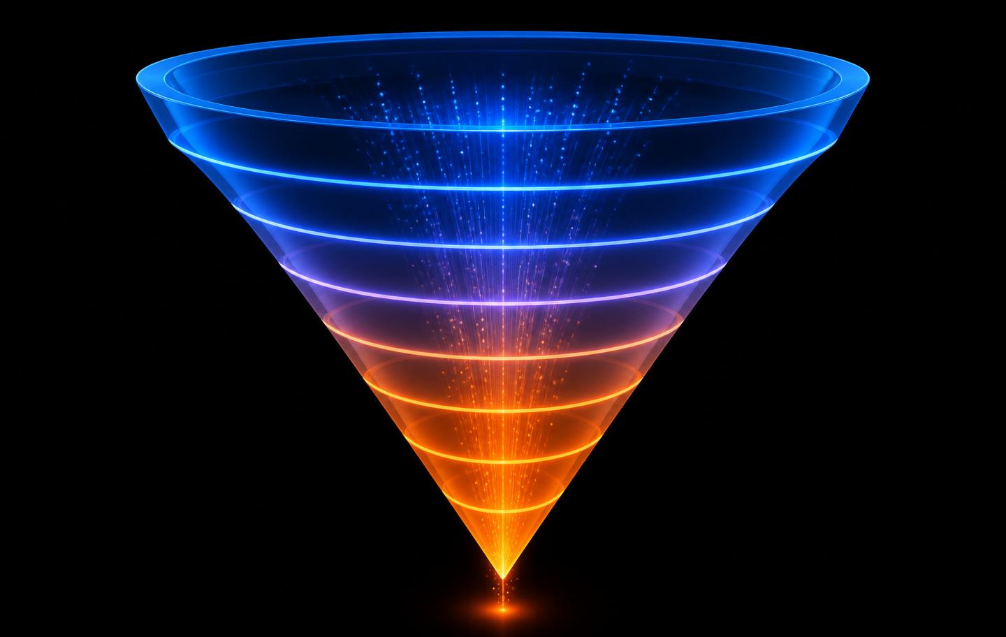 Marketing funnel visualisation showing lead flow from awareness through conversion
