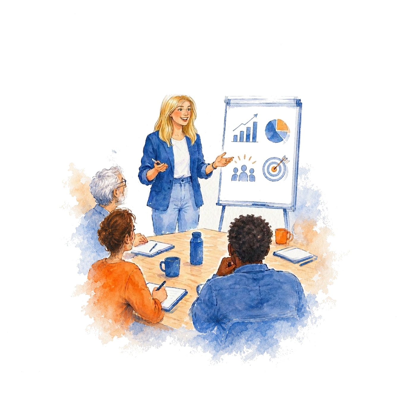 Illustration of a marketing workshop for local business owners